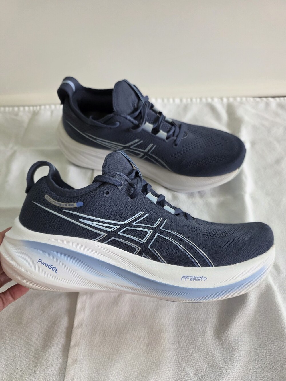 ASICS Gel Nimbus 26 Mens 10 Navy Blue Running Sneakers